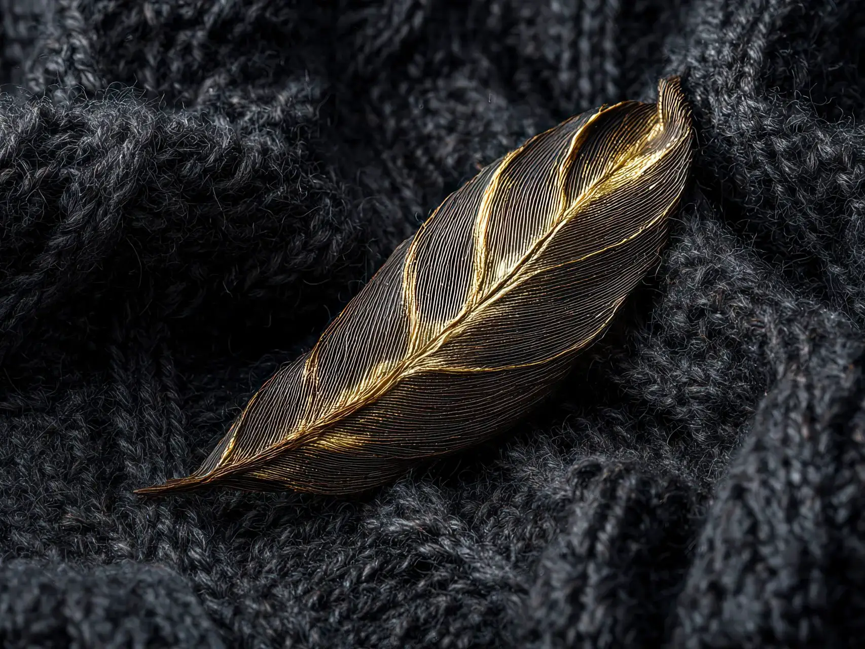 Maglieria couture e elemento naturale su sfondo nero, responsabilità Effebi